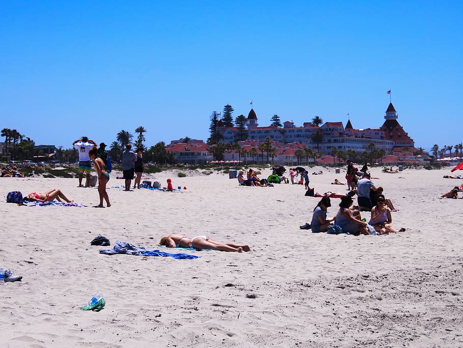 coronado beach, group of people, large group of people, real people HD wallpaper