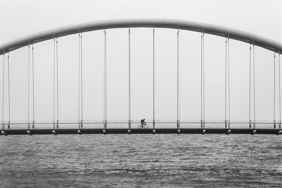bridge, architecture, cyclist, bicycle, biker, fitness, exercise HD wallpaper