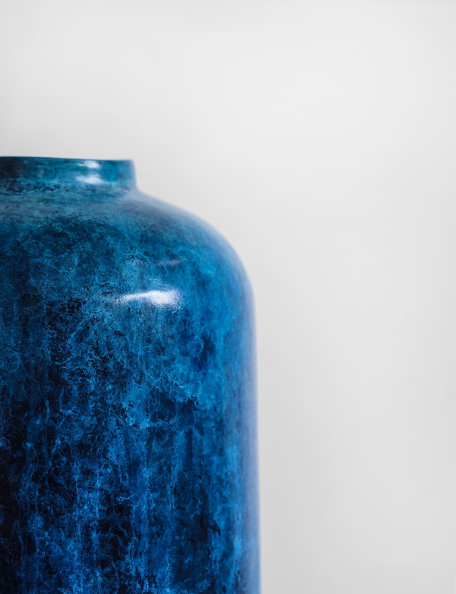 minimalism, oriental, handmade, copper, vase, flower, blue HD wallpaper