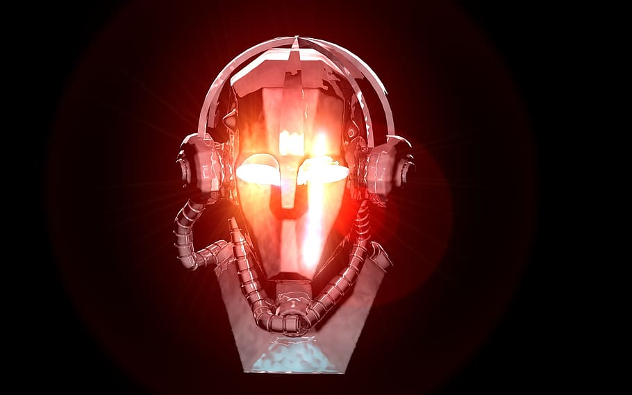 robot, darkness, lamp, background, slightly, science, machinery HD wallpaper