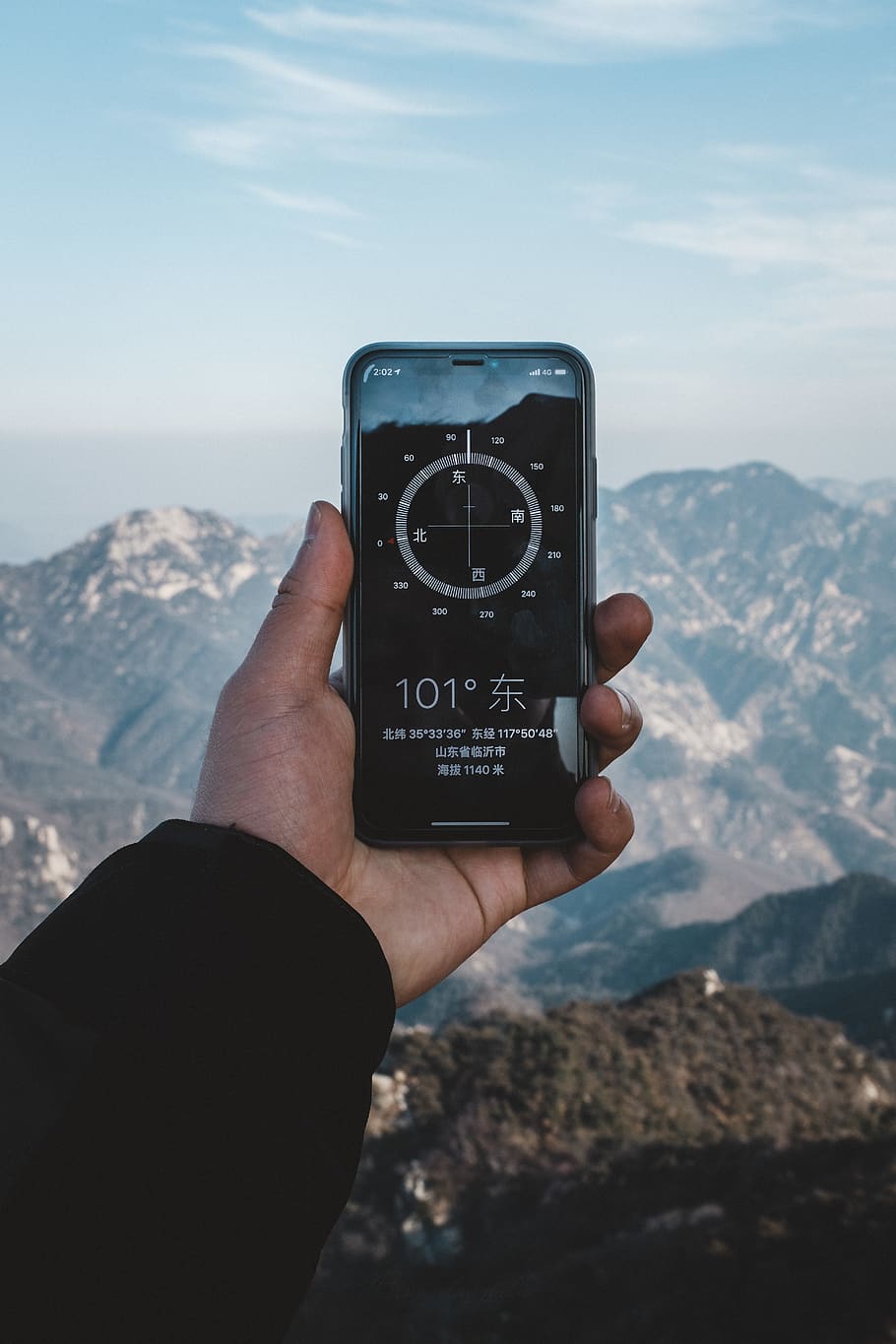 black Android smartphone, human hand, mountain, human body part HD wallpaper