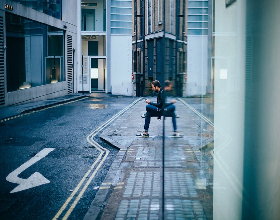 man sitting on bench, one person, full length, real people, architecture HD wallpaper