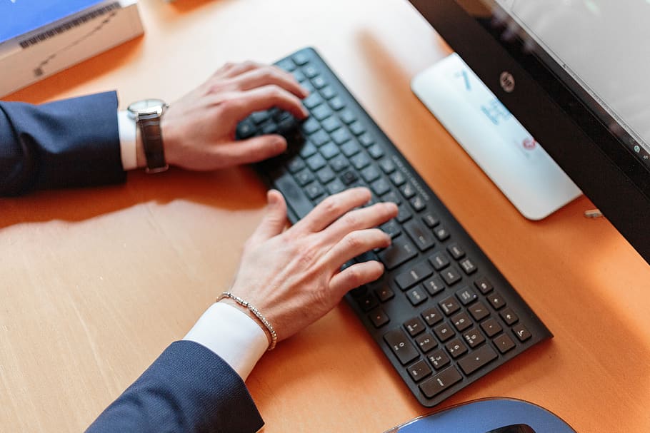Person Using Wireless Computer Keyboard, close-up, connection HD wallpaper