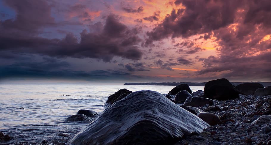 sea, sky, water, rock, solid, beach, scenics - nature, cloud - sky HD wallpaper