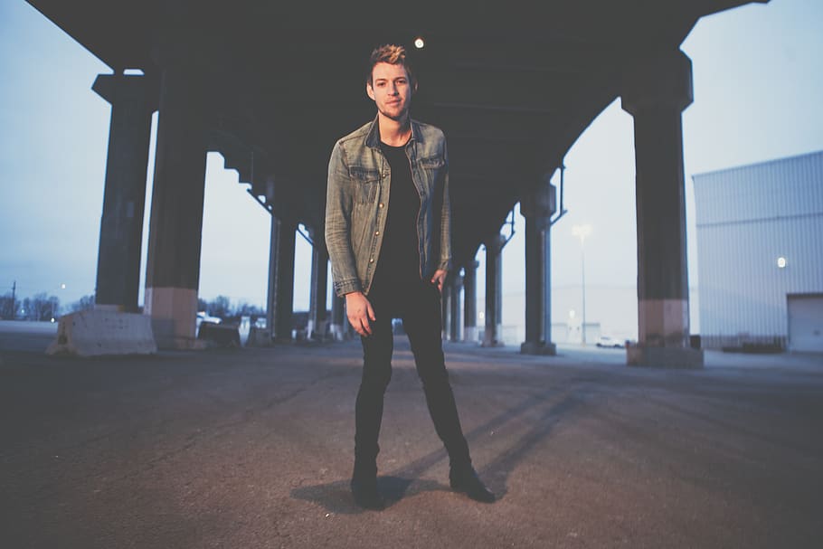 man standing under concrete bridge, one person, young adult, full length HD wallpaper
