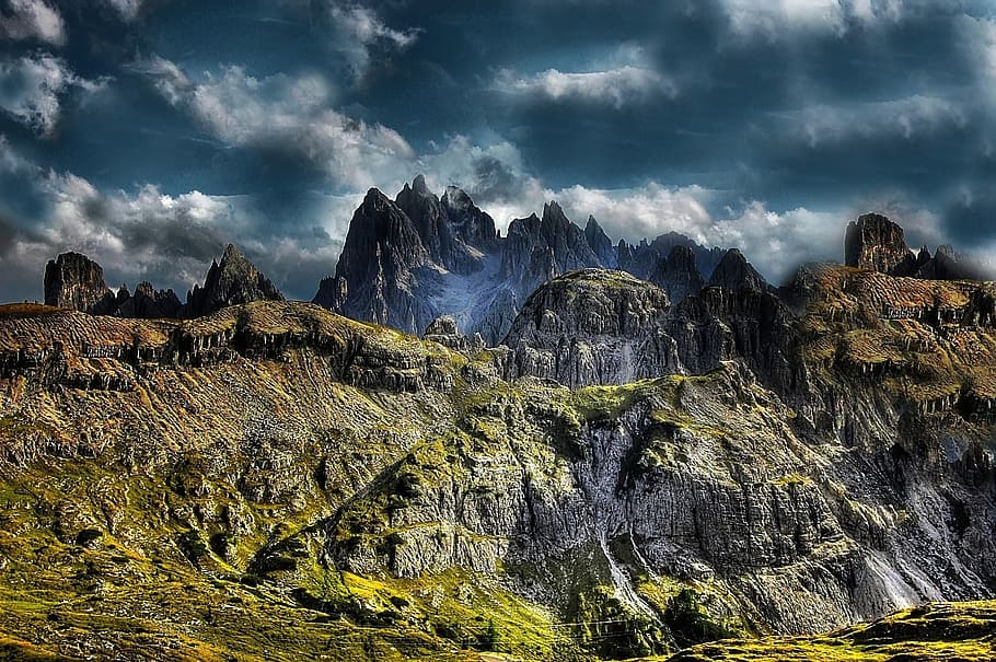 stormy, cloudy, cadini, nature, landscape, mountain, mountainous HD wallpaper