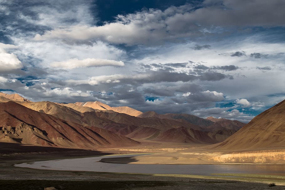 hanle, landscape, river, mountains, india, ladakh, vsco, scenics - nature, HD wallpaper