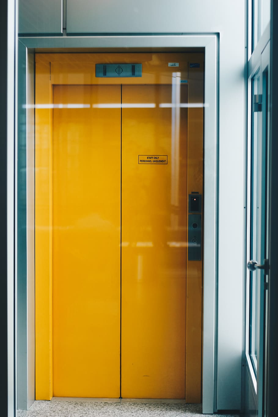 closed yellow elevator, entrance, door, no people, architecture HD wallpaper