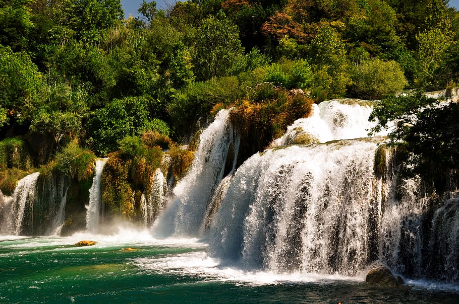 Landscape Photography of Water Falls, cascade, environment, flow HD wallpaper