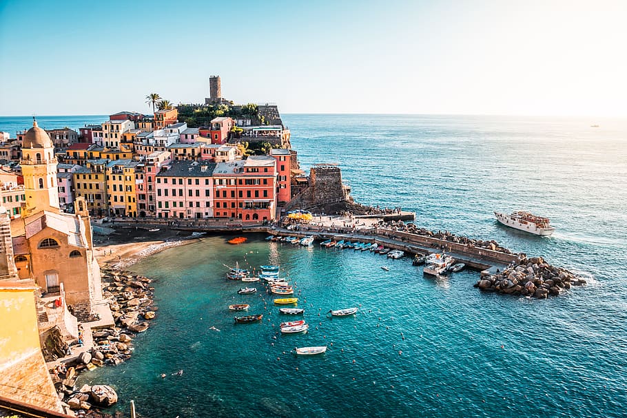 Vernazza, Cinque Terre, Italy, architecture, coast, coastline