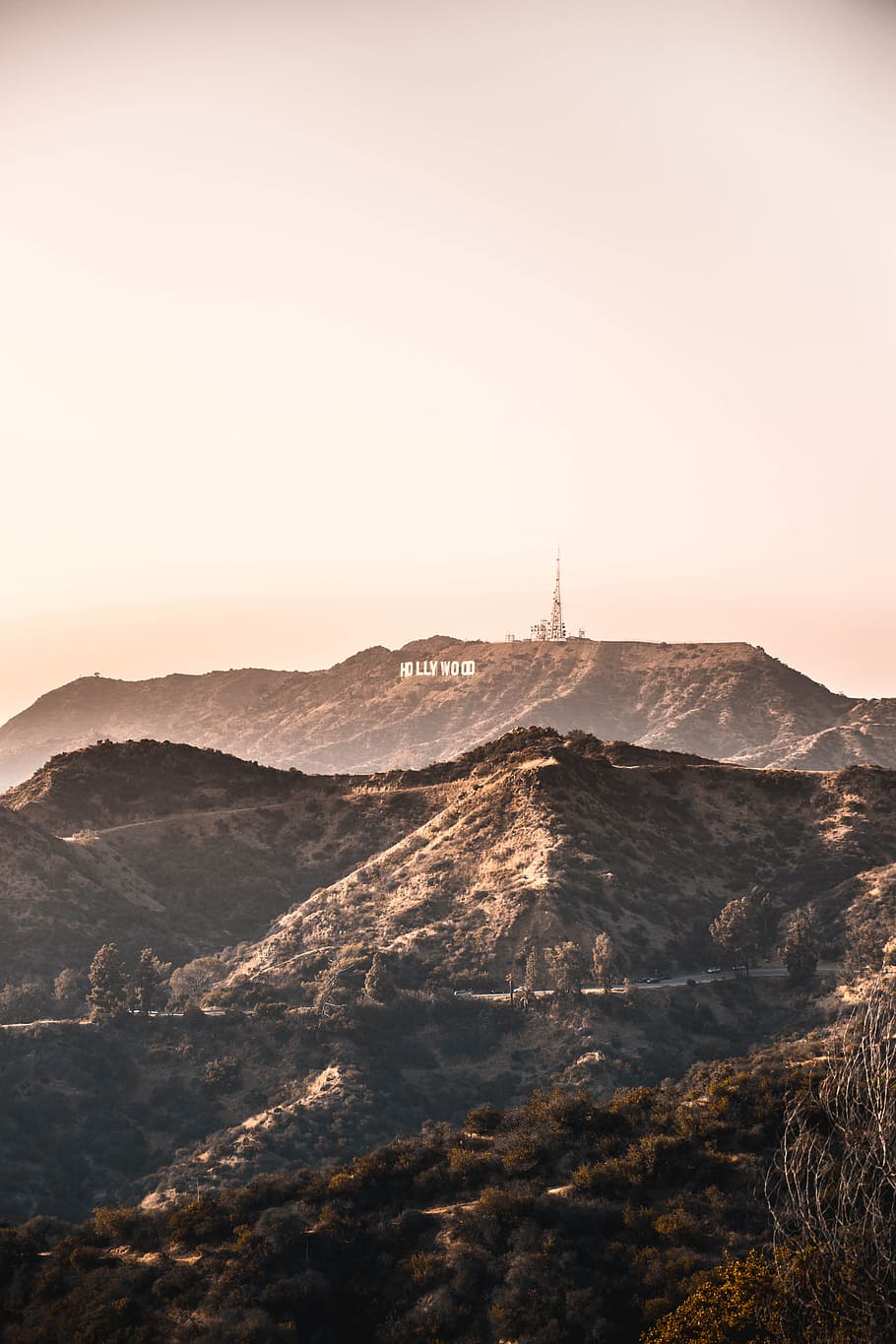 Hollywood, Los Angeles, mountain, landscape, californium, view, HD wallpaper
