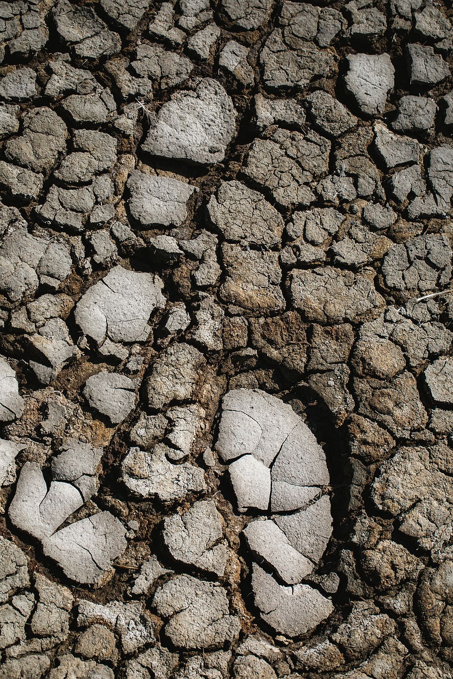 footprints in cracked soil, textured, no people, pattern, drought HD wallpaper