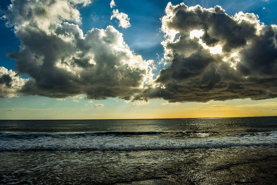 sea, ocean, waves, horizon, seascape, sky, clouds, nature, sunlight HD wallpaper