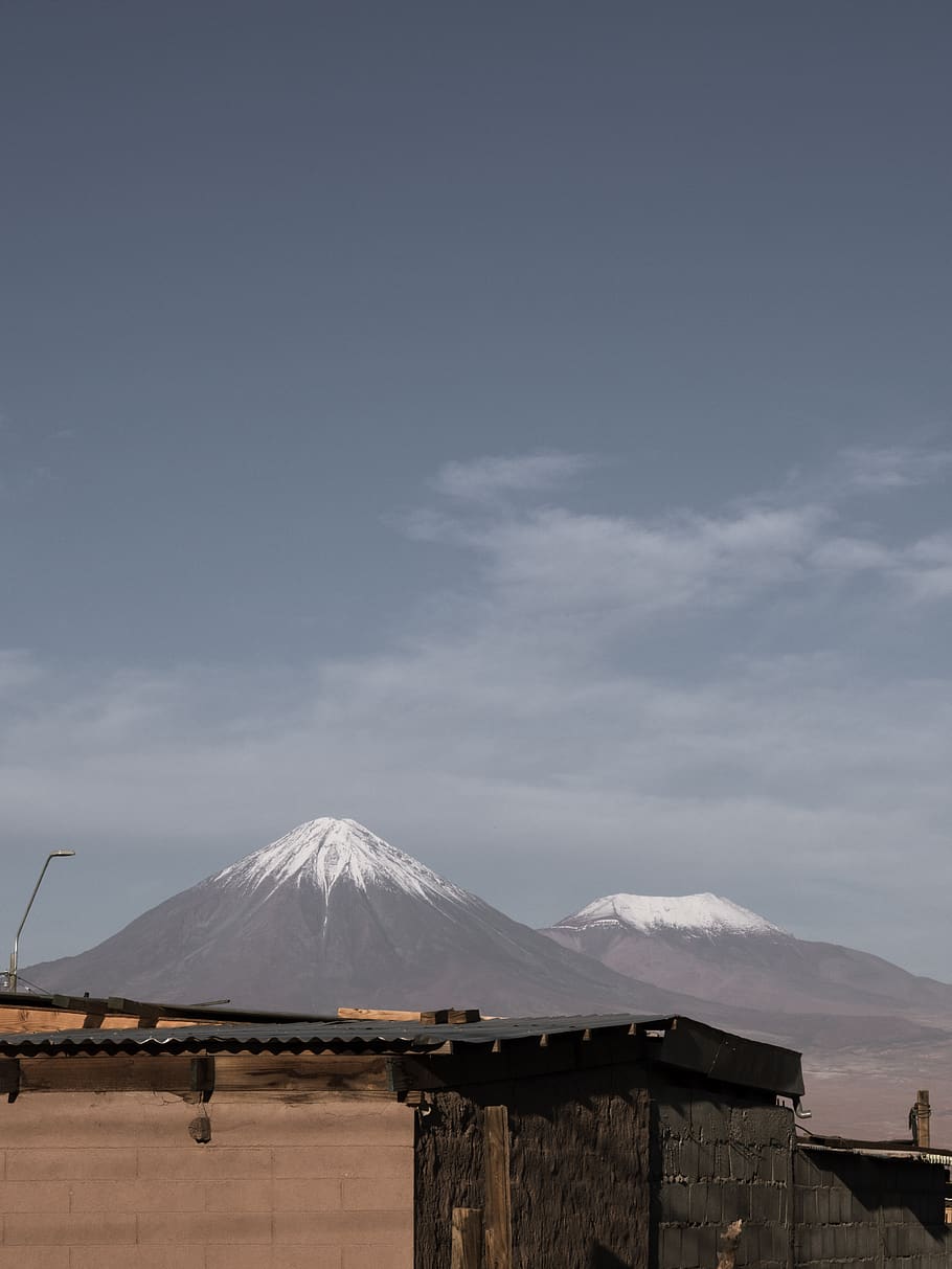 chile, san pedro de atacama, mountain, city, desert, sky, cloud - sky, HD wallpaper