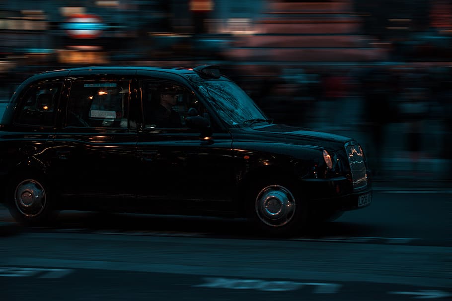 london, united kingdom, black cab, city of london, speed, car, HD wallpaper