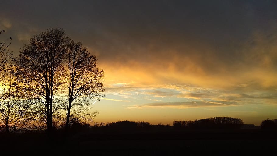 sunset, clouds, sky, landscape, nature, twilight, in the evening HD wallpaper