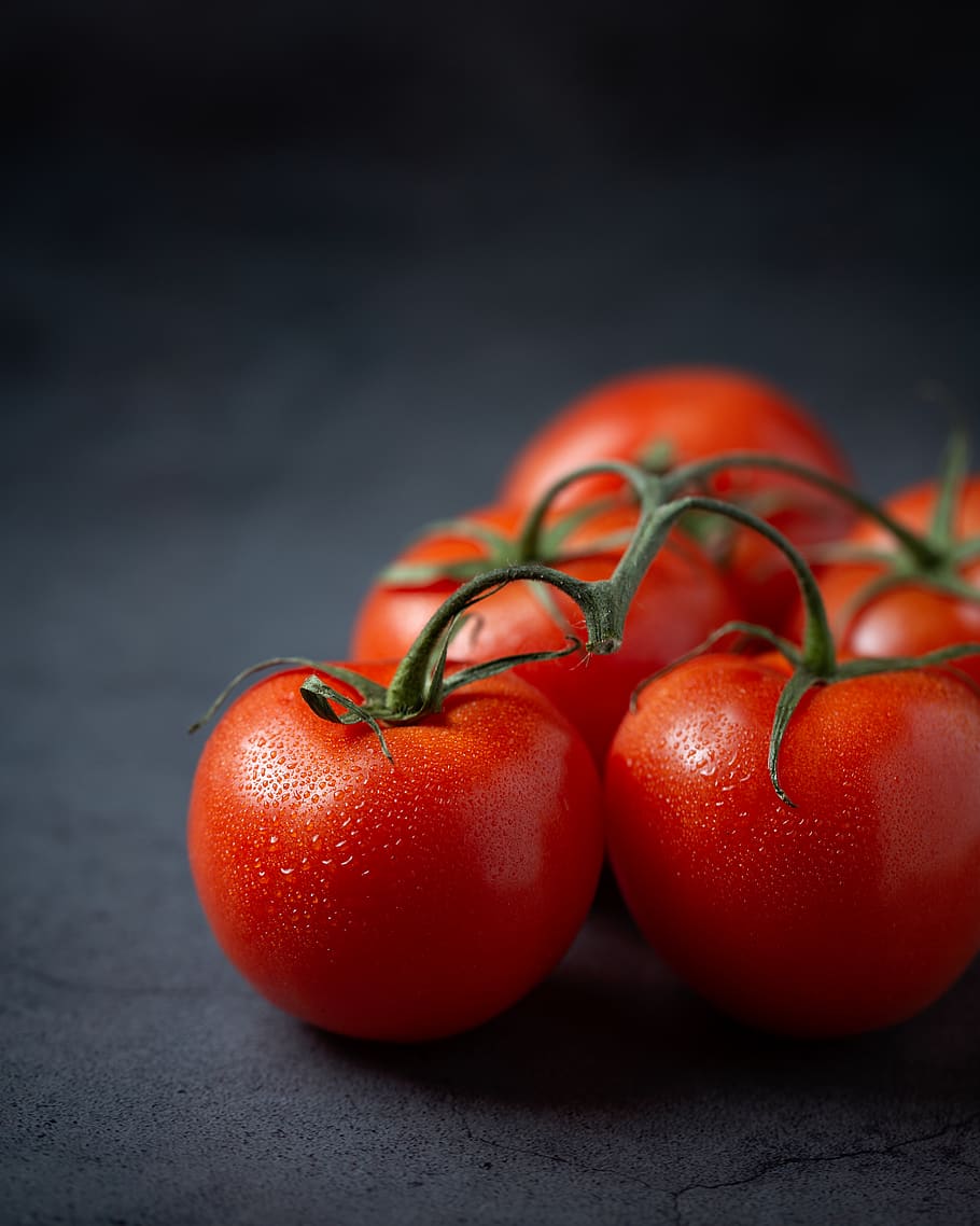 five red tomatoes, healthy eating, food and drink, freshness HD wallpaper