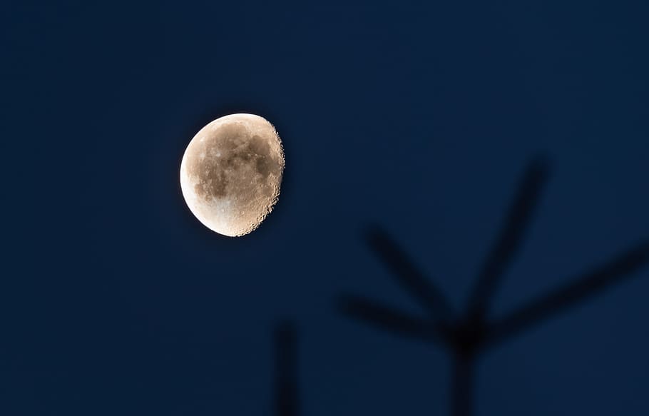 moon, slimming, illuminated, ache, dark, night, sky, silhouette HD wallpaper