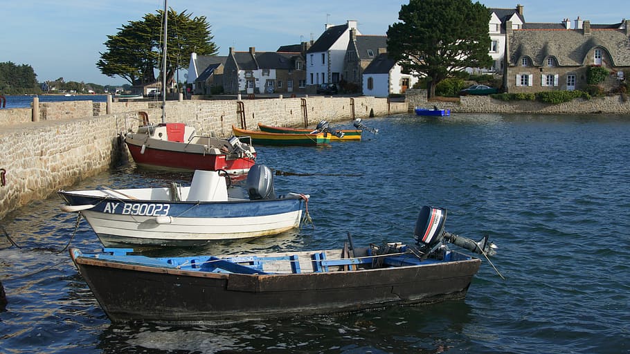 france, belz, 2 rue de la presserie, bateau, boat, water, nautical vessel, HD wallpaper