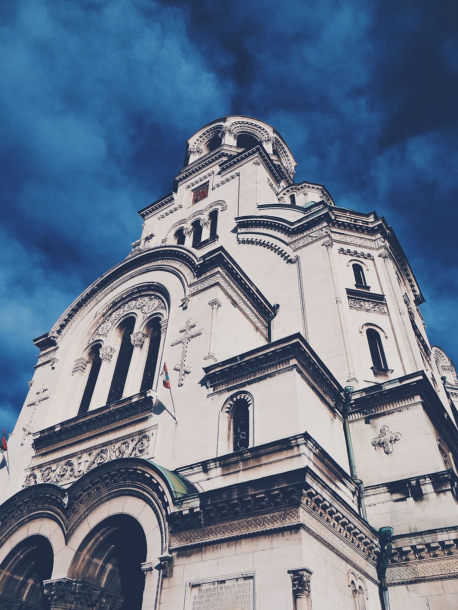 Low Angle Photography of Church, ancient, architectural design HD wallpaper