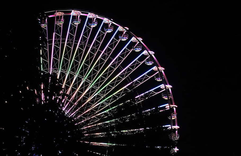 ferris, wheel, construction, architecture, ride, fair, festival HD wallpaper
