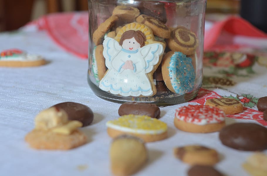 assorted pastries beside glass jar, food, confectionery, sweets, HD wallpaper