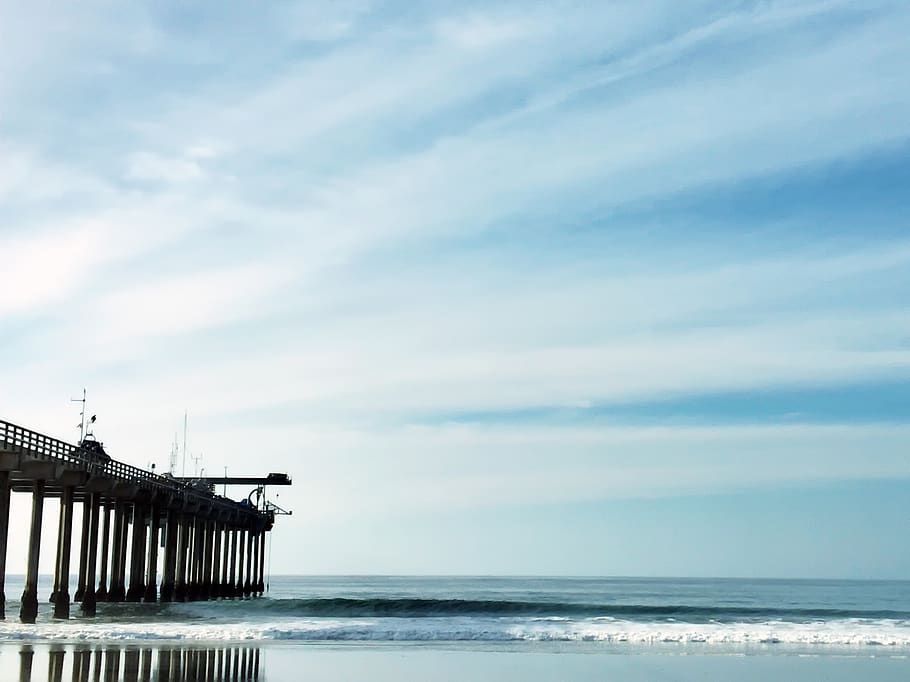 united states, san diego, la jolla, pier, clouds, wallpaper, HD wallpaper