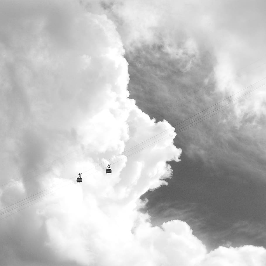sky, cablecar, italy, clouds, cloud - sky, low angle view, flying HD wallpaper