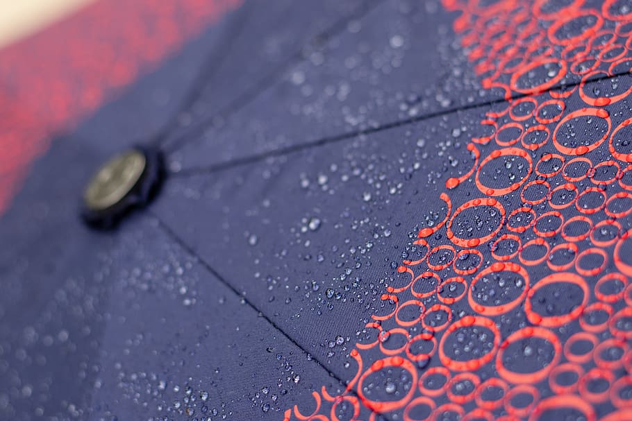 umbrella, rain, drops, blue, top, water, wet, moisture, rainy HD wallpaper