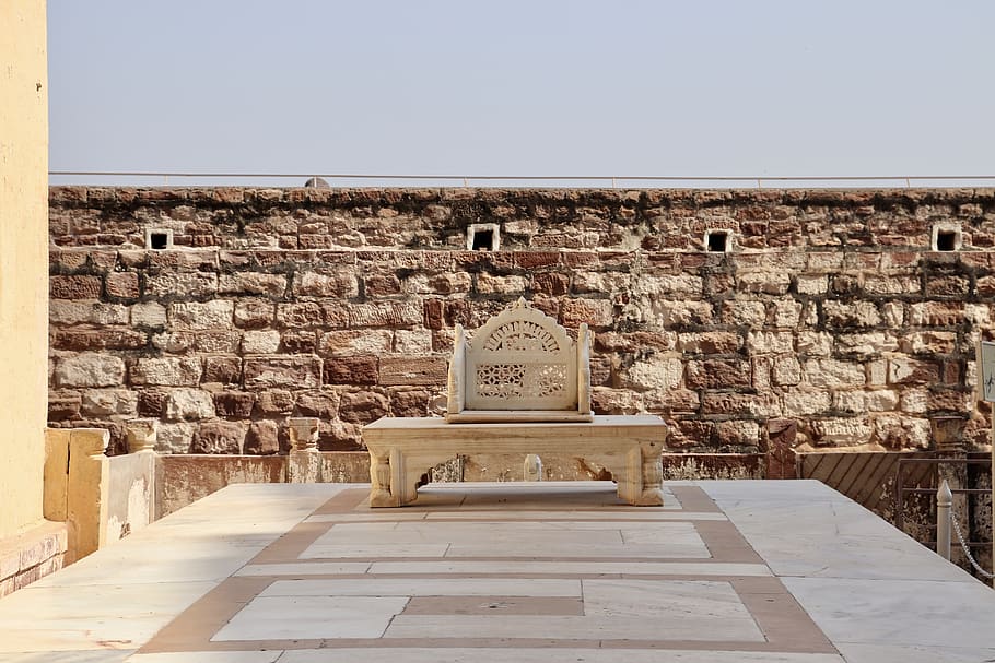 india, jodhpur, sitting, chair, fort, marble, royal, stone, HD wallpaper