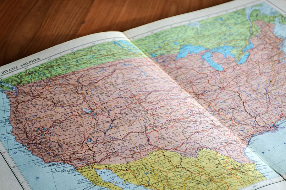 map, navigation, directions, USA, travel, trip, vacation, close-up HD wallpaper
