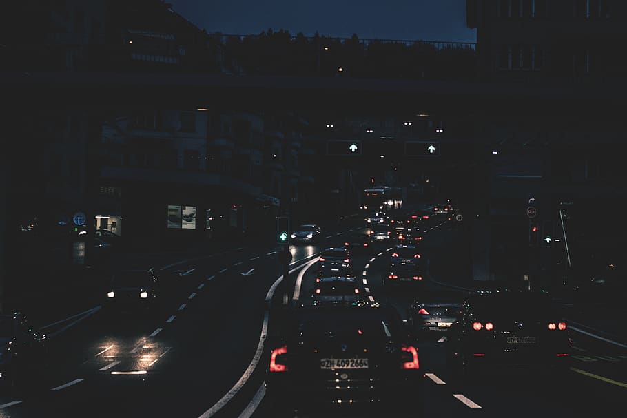 architecture, building, infrastructure, city, lights, dark HD wallpaper