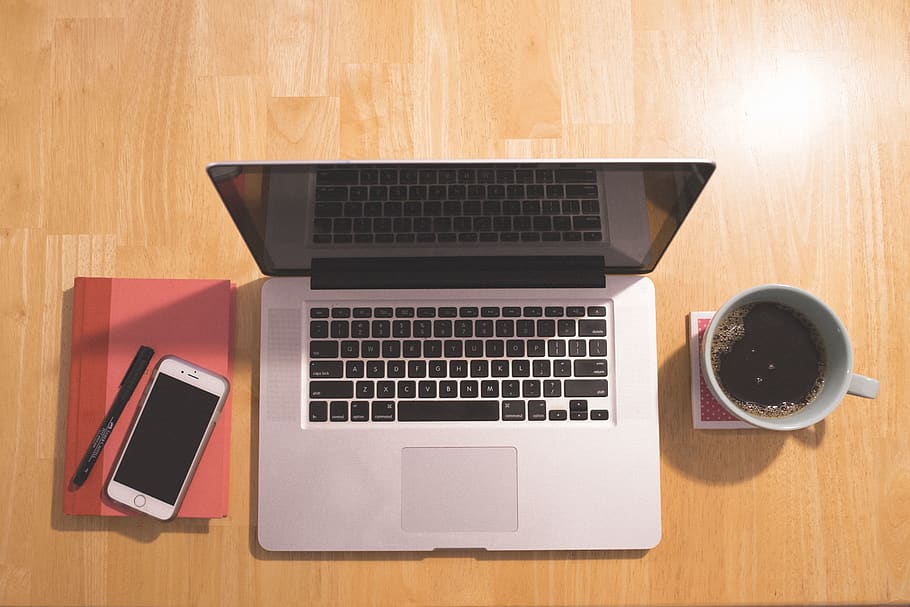 desk, desktop, computer, mac, workspace, coffee, books, iphone HD wallpaper