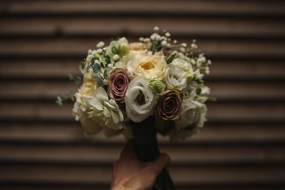 wedding flowers, flowering plant, human hand, rose - flower HD wallpaper