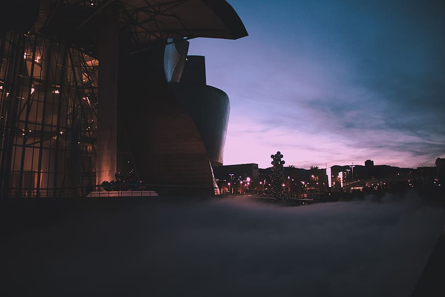 icy surface and beige building, architecture, spain, bilbao, museo guggenheim bilbao HD wallpaper
