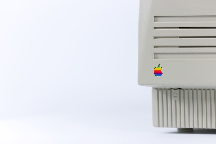 Gray Device With Apple Logo on White Surface, connection, contemporary HD wallpaper