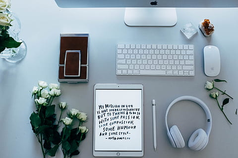turned-on silver iPad, computer, computer hardware, keyboard HD wallpaper