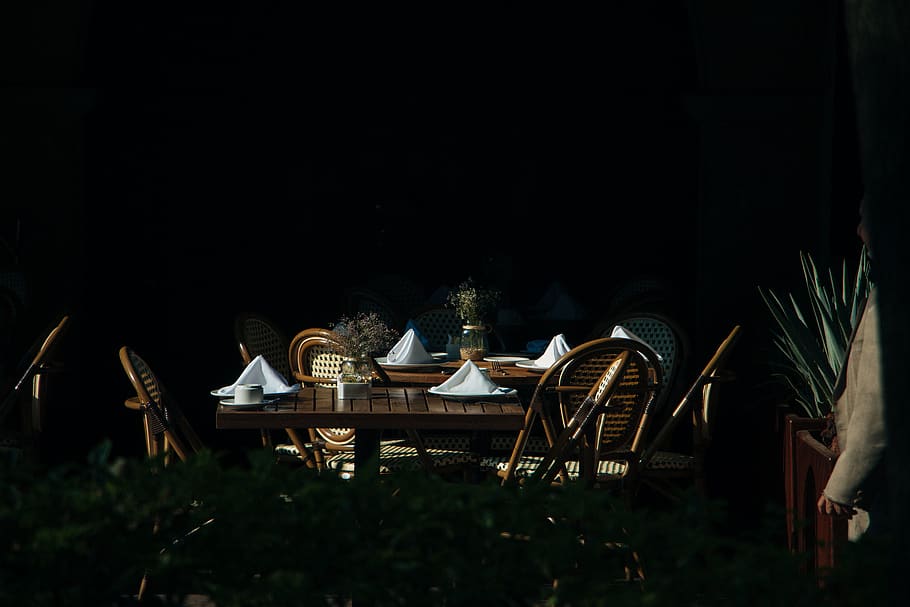 brown wooden dining set, plant, pottery, jar, potted plant, vase HD wallpaper