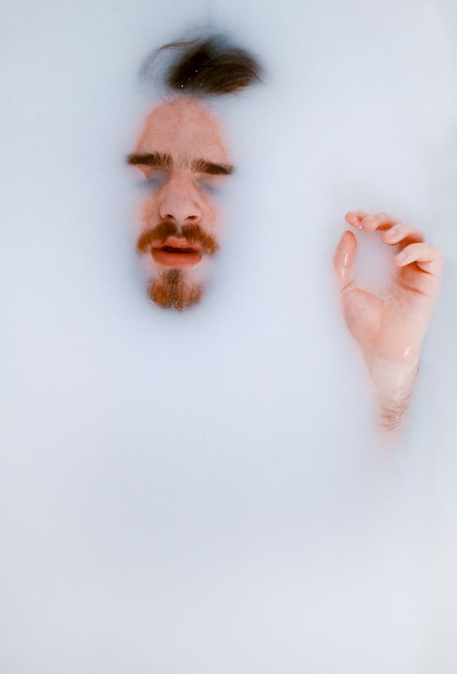 man in white liquid, human body part, one person, indoors, copy space HD wallpaper