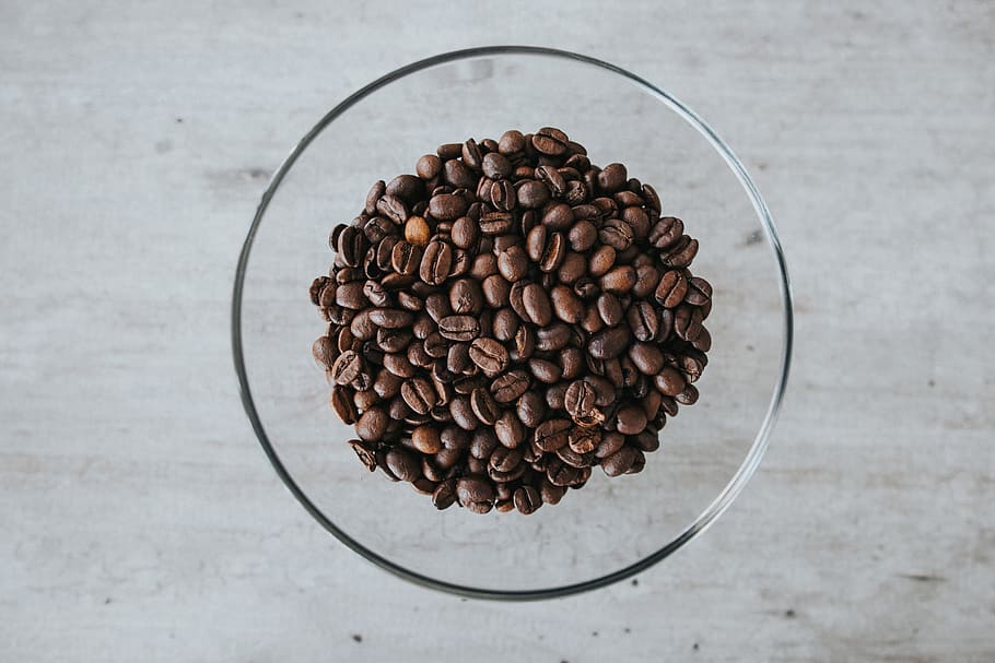 Roasted Coffee Beans on Glass Bowl, aroma, background, batch HD wallpaper