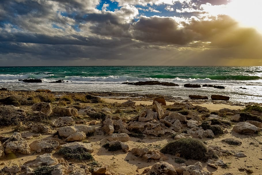 beach, coast, sea, sky, clouds, dramatic, landscape, nature HD wallpaper