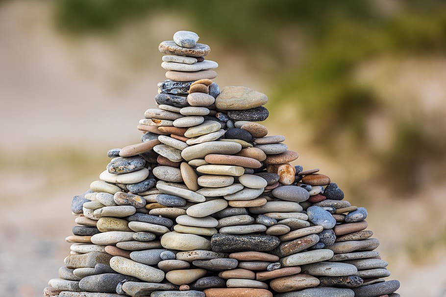 pebble, germany, helgoland, pile, trust, stone, pyramid, balance HD wallpaper
