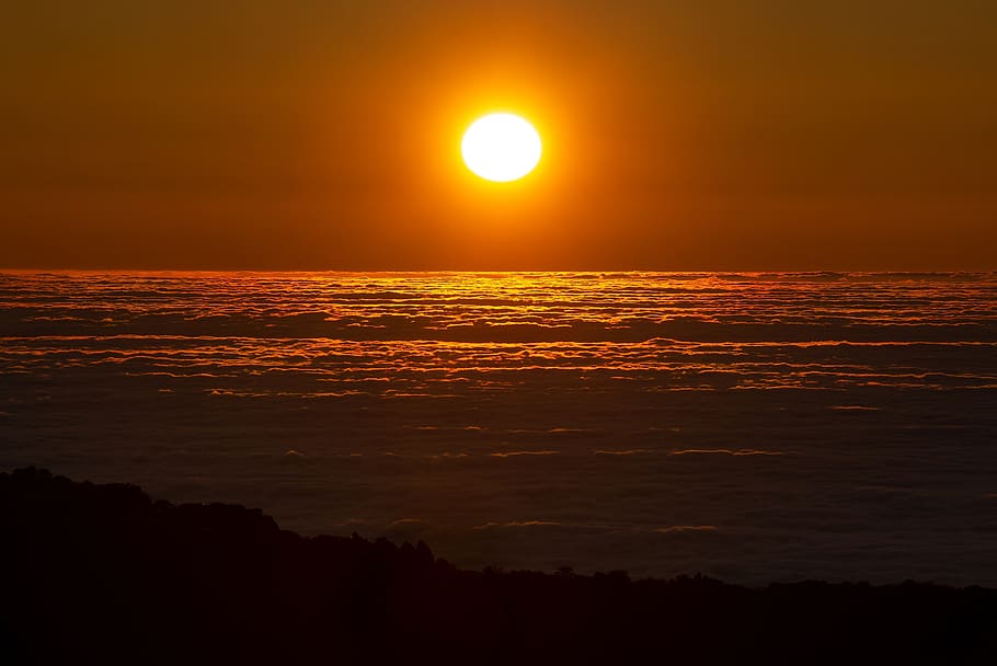 sunset, clouds, sky, nature, landscape, abendstimmung, yellow HD wallpaper