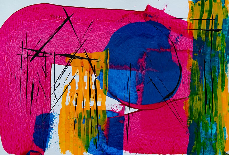 multicolored abstract painting, modern art, mural, wallpaper HD wallpaper
