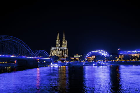 germany, cologne, cologne cathedral, reflection, water, rhein HD wallpaper