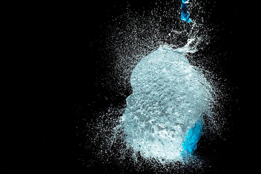 grey powder, water, splashing, motion, nature, black background HD wallpaper