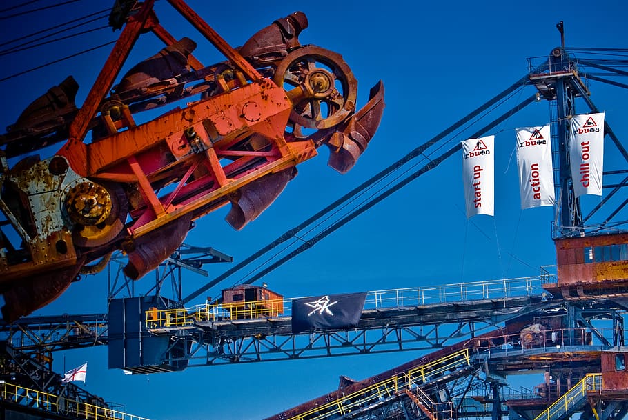 mining, digger, museum, sky, transportation, machinery, architecture HD wallpaper
