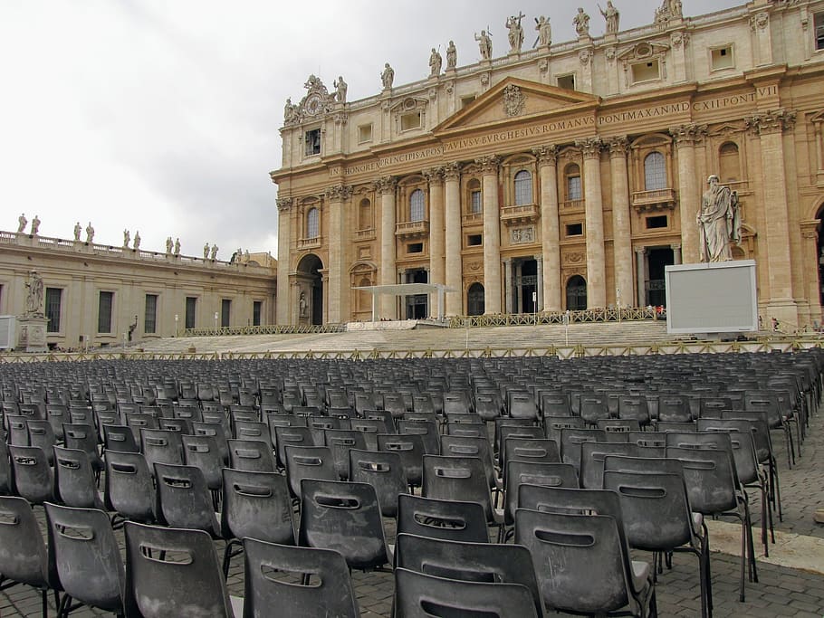 vatican city, città del vaticano, st. peter's basilica, chairs, HD wallpaper