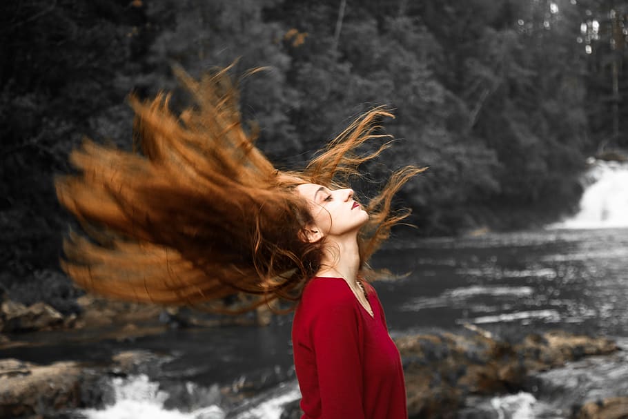 Hd Wallpaper One Person Hair Motion Hairstyle Long Hair Women Nature Wallpaper Flare 7493