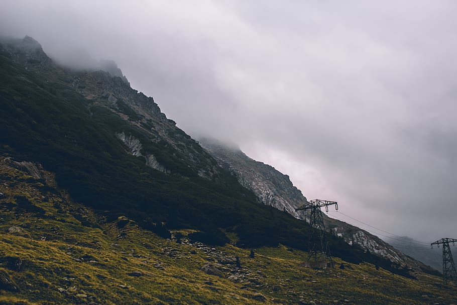 mountain peak, slope, nature, outdoors, mountain range, fog, plateau HD wallpaper